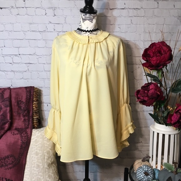 Ellen Tracy pleated ruffle blouse - Picture 2 of 8